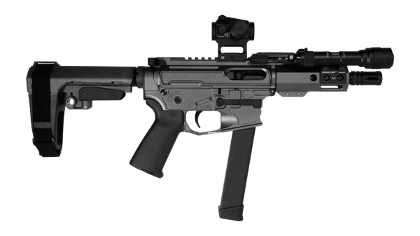 Shark Coast Tactical GNPCC00696 Night Bundle 9mm Luger 30+1 5" Threaded Barrel, Aluminum Receiver w/Picatinny Rail, M-LOK Handguard, Polymer SB Tactical SBA3 Brace, Vortex Crossfire Red Dot, Streamlig