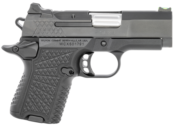 Wilson Combat SFX9SC3A SFX9 Sub-Compact 9mm Luger 10+1 15+1 3.25" Stainless Steel Barrel, Black DLC Serrated Stainless Steel Slide, Black Aluminum Frame w/Beavertail