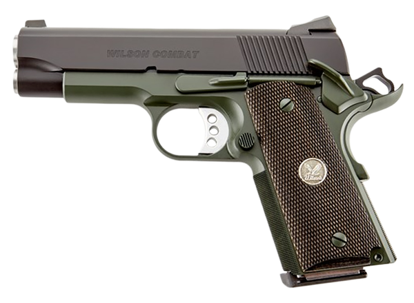 Wilson Combat WCQBCTACA CQB *CA Compliant Compact Frame 45 ACP 8+1 4" Stainless Match Grade Barrel, Carbon Steel Steel Frame w/Beavertail, Diamond Wood Grip
