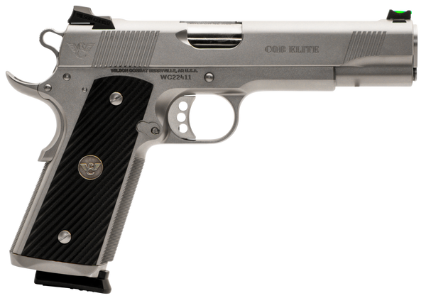 Wilson Combat CQBEFS45SS CQB Elite 45 ACP 8+1 5" Stainless Match Grade Barrel, Serrated Stainless Steel Slide, Stainless Steel Frame w/Beavertail, Black G10 Starburst Grip