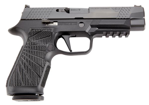 Wilson Combat SIGWCP320F9BATS P320  9mm Luger 17+1 4.70" Black Steel Barrel, Black DLC Serrated Stainless Steel Slide, Black Polymer Frame w/Picatinny Rail, Straight Trigger, Black Polymer Grip