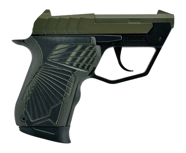 Taurus 1-22TUC13-ODG 22TUC  Micro-Compact 22 LR 9+1 2.50" OD Green Tip-Up Barrel, OD Green Cerakote Serrated Slide, Black Polymer Frame, VZ G10 Grip