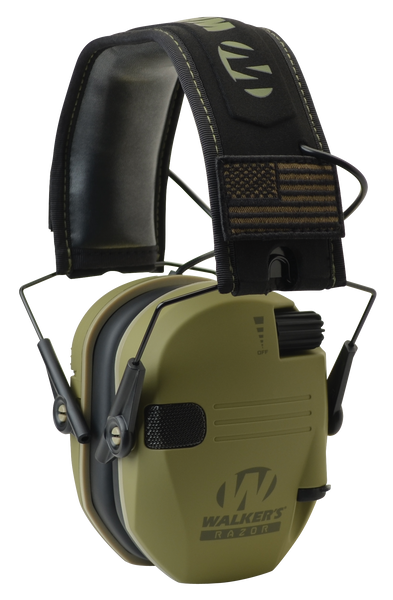Walker's GWPRSEMPAT Razor Patriot 23 dB Over the Head OD Green/Black Polymer
