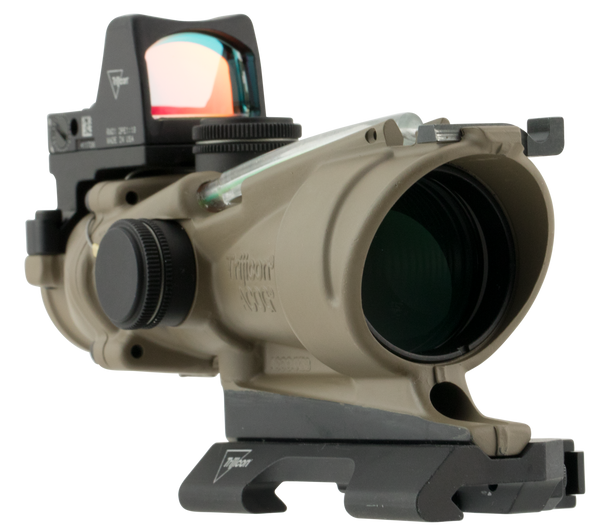 Trijicon 100554 ACOG ECOS Combo Flat Dark Earth 4x32mm Illuminated Green Crosshair .223/5.56 BDC Reticle