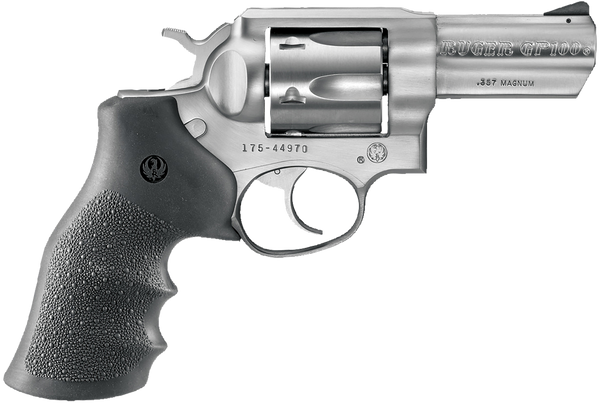 Ruger 1715 GP100  Medium Frame 357 Mag 6rd 3" Satin Stainless Steel Barrel, Cylinder & Frame, Hogue Monogrip, Transfer Bar Safety, Exposed Hammer