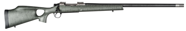 Christensen Arms CA10269815322 Summit TI  Full Size 28 Nosler 3+1, 26" Natural Titanium Steel Threaded Barrel, Natural Titanium Aluminum Receiver, Green w/Black Webbing Fixed Thumbhole Stock