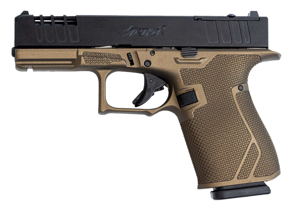 Great Lakes Firearms GL19BRZ Striker  Compact Frame 9mm Luger 15+1 4" Black Nitride Steel Barrel, Black Cerakote Serrated w/Slide Cuts Steel Slide, Bronze Cerakote Polymer Frame & Grip, Ambidextrous