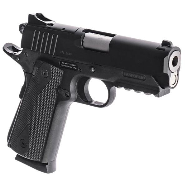 Tanfoglio TFPUGIO9OR Pugio  Compact 9mm Luger 10+1 3.54" Stainless Bull Barrel, Black Steel Optic Ready/Serrated Slide, Black Polymer Frame w/Beavertail & Picatinny Rail, Textured Grip