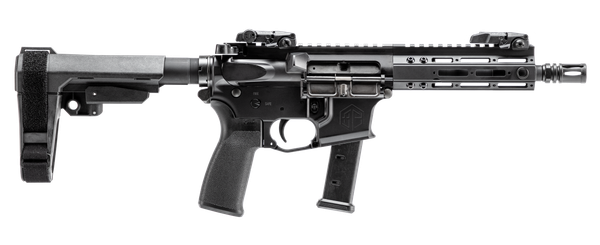 Alpha Foxtrot AA08X1HXX-XABK20 AFMG9  9mm Luger 20+1 7.50" Black QPQ Threaded Barrel, M-LOK Handguard, Black Anodized Aluminum Receiver w/Picatinny Rail, Black Polymer SB Tactical Brace, MFT Grip