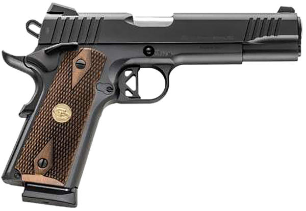 Chiappa Firearms 440211 1911 Superior Full Size 45 ACP 8+1 5" Stainless Steel Barrel, Black Steel Optic Ready/Serrated Slide & Frame w/Beavertail, Walnut Diamond Checkered Grip, RMR/RMSc Footprint