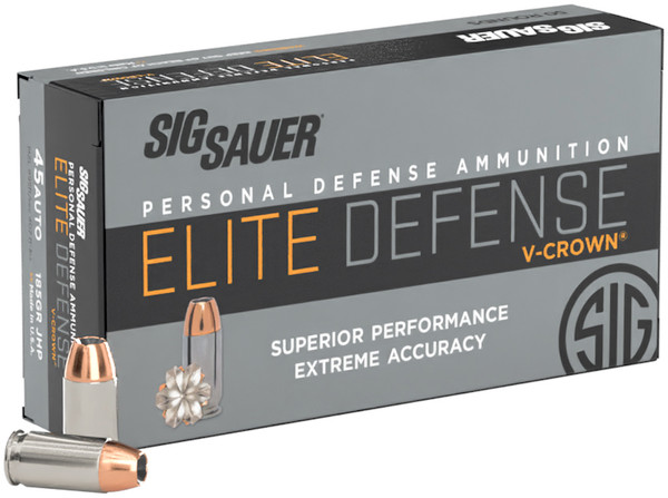 SIG AMMO 45ACP 185GR ELITE V-CROWN JHP 50/10