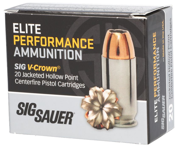 Sig Sauer E40SW120 Elite Performance  40S&W 165gr V-Crown Jacketed Hollow Point 20 Per Box/10 Case