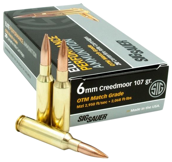 Sig Sauer E6MMCM220 Marksman Elite  6mm Creedmoor 107 gr Open Tip Match 20 Per Box/ 10 Case