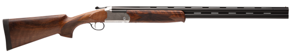 Stevens 22594 555 E 28 Gauge Break Open 2.75" 2rd 26" Black Satin Over/Under Vent Rib Barrel, Engraved Satin Silver Aluminum Receiver, Fixed Satin Turkish Walnut Stock, Ambidextrous