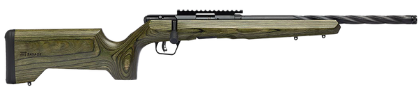Savage Arms 70851 B Series  Full Size 17 HMR 10+1 18" Matte Black Spiral Fluted Threaded Barrel, Matte Black Carbon Steel Receiver w/Picatinny Rail, OD Green Fixed Laminate Stock, Right Hand