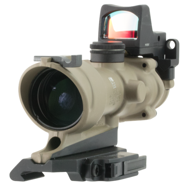 Trijicon 100555 ACOG ECOS Combo Flat Dark Earth 4x32mm Illuminated Amber Crosshair .223 BDC Reticle