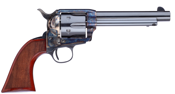 Taylors & Company 555138 1873 Cattleman Gunfighter 357 Mag Caliber with 5.50" Blued Finish Barrel, 6rd Capacity Blued Finish Cylinder, Color Case Hardened Finish Steel Frame & Walnut Army Size Grip
