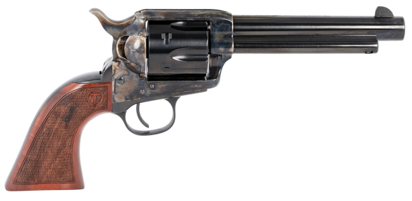 Taylors & Company 550811 Smoke Wagon  357 Mag Caliber with 5.50" Blued Finish Barrel, 6rd Capacity Blued Finish Cylinder, Color Case Hardened Finish Steel Frame & Checkered Walnut Grip