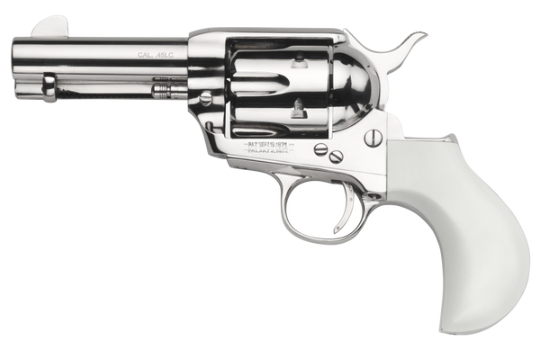 Taylors & Company 200073 1873 Cattleman 357 Mag Caliber with 3.50" Barrel, 6rd Capacity Cylinder, Overall Nickel-Plated Finish Steel & Ivory Birdshead Synthetic Grip