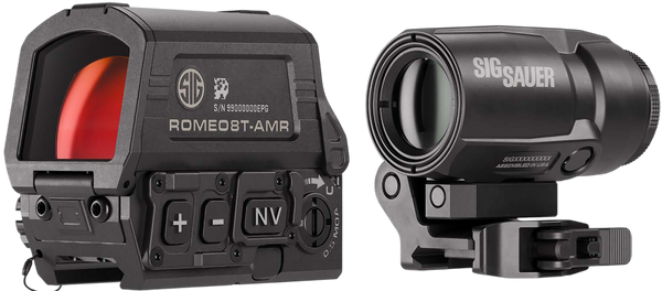 Sig Sauer Electro-Optics SORJ8T101 Romeo8T- AMR W/Juliet3T Micro Magnifier Black 1x40mm/3x22mm Quad Ballistic Circle Dot 2.0 Reticle