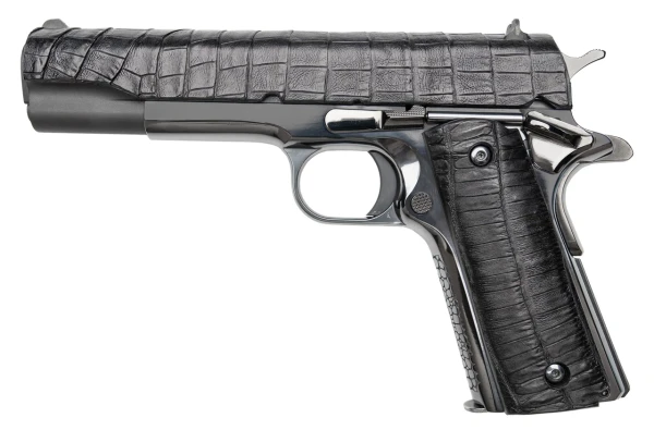 Colt 1911 Gator .45 ACP, 5" Barrel, 7+1, Genuine Black Alligator Leather / Black DLC 