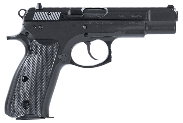 CZ-USA 01130 75 BD 9mm Luger 10+1 4.60" Black Steel Barrel, Black Steel Serrated Slide, Black Polycoat Steel Frame w/Beavertail, Black Plastic Grip, Ambidextrous