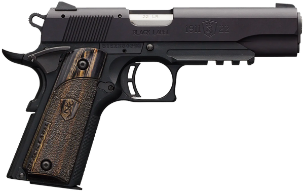 Browning 051816490 1911-22 Black Label Full Size Frame 22 LR 10+1, 4.25" Stainless Steel Barrel, Matte Black Serrated Slide & Polymer Frame w/Beavertail & Picatinny Rail
