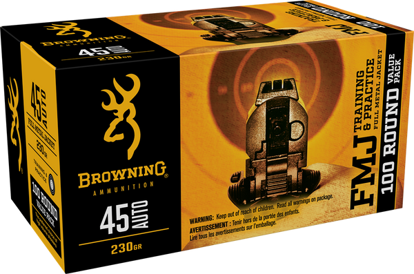 Browning Ammo B191800454 FMJ Value Pack 45ACP 230gr Full Metal Jacket 100 Per Box/5 Case