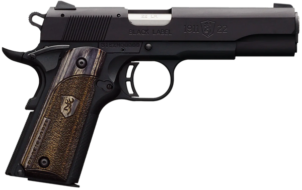 Browning 051814490 1911-22 Black Label Full Size Frame 22 LR 10+1, 4.25" Stainless Steel Barrel, Matte Black Serrated Slide & Polymer Frame w/Beavertail