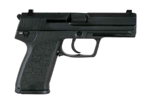 HK 81000316 USP V1 SA/DA 40 S&W Caliber with 4.25" Barrel, 10+1 Capacity, Overall Black Finish, Serrated Trigger Guard Frame, Serrated Steel Slide & Polymer Grip Includes 2 Mags