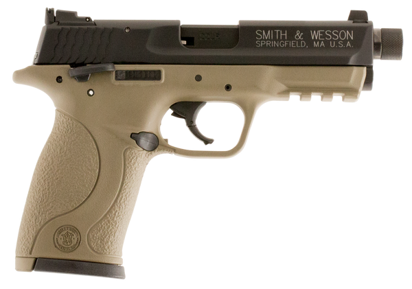 Smith & Wesson 10242 M&P  Compact Frame 22 LR 10+1 3.60" Black Steel Threaded Barrel & Serrated Slide, Flat Dark Earth Cerakote Polymer Frame w/Picatinny Rail, Ambidextrous