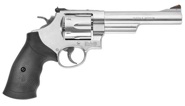 Smith & Wesson 163606 Model 629  44 Rem Mag or 44 S&W Spl Stainless Steel 6" Barrel & 6rd Cylinder, Satin Stainless Steel N-Frame,  Red Ramp Front/White Outline Rear Sights