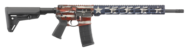 Ruger 8538 AR-556 MPR 5.56x45mm NATO 30+1 18" Black Nitride Threaded Barrel, American Flag Cerakote Aluminum Receiver w/Picatinny Rail, Magpul SL Black Synthetic Stock, Black Magpul Grip, Right Hand