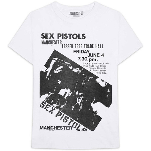 SEX PISTOLS - Manchester Flyer White T-SHIRT