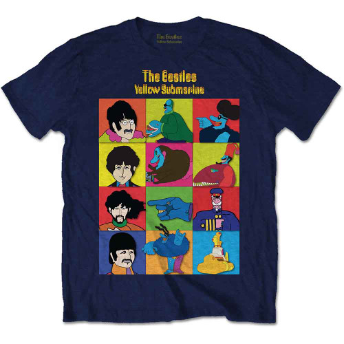 BEATLES, THE - Navy Yellow Submarine Characters T-SHIRT