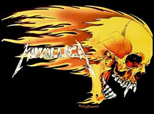 METALLICA - Flaming Skull FLAG FABRIC POSTER