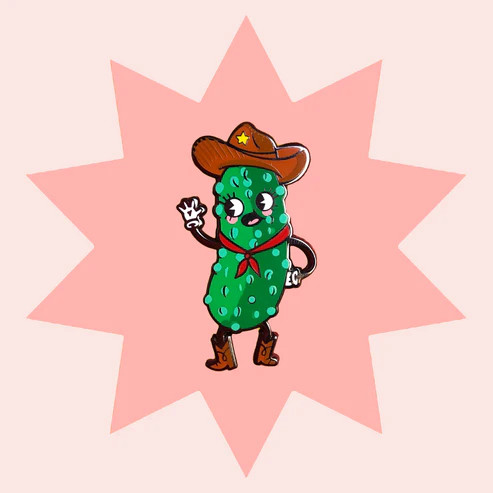 HOWDY PICKLE ENAMLE PIN - GINGER TAYLOR