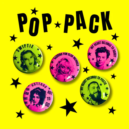 POP PACK 5 x LARGE BADGE SET - GINGER TAYLOR