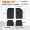 Black Cut-to-Fit 4-Piece Floor Mat Set Dimensions