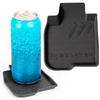 Set of four BaseLayer vehicle mat shaped coasters with a cold soda can on one of them