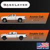 Infographic of which set of BaseLayer liners will fit which Tacoma cab.