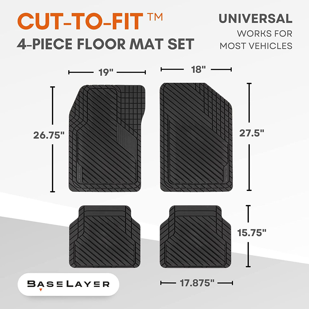 BaseLayer CuttoFit™ 4Piece Floor Mat Set CustomFit Floor Mats for