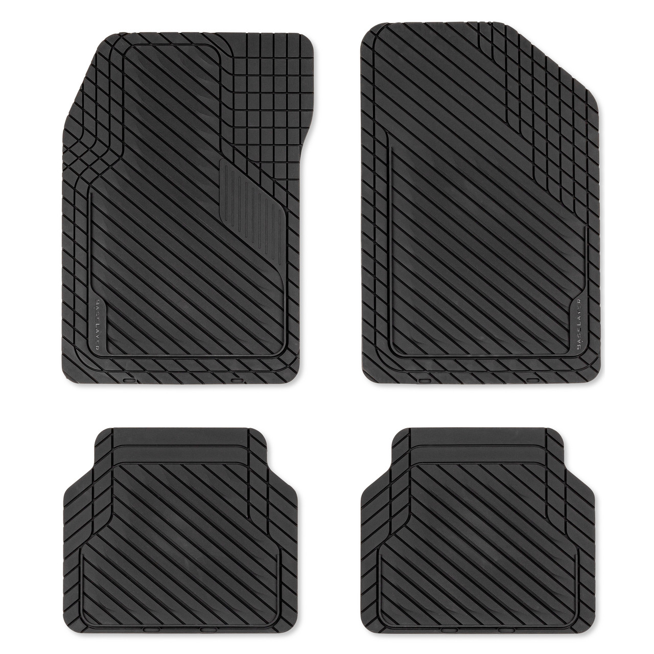 Baselayer Cut-to-Fit Black 4-Piece Car Mat Set - Universal Waterproof Floor Mats for Most Vehicles, Durable All-Weather Mats - Made in USA