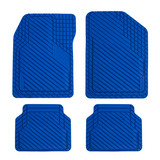 Overhead of the BaseLayer Royal Blue Cut-to-Fit 4-Piece Floor Mat Set.
