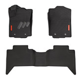 BaseLayer Custom-Fit All-Weather Floor Liners for the Toyota Tacoma 2016 - 2023 Double Cab. Front and Rear with Red logo.