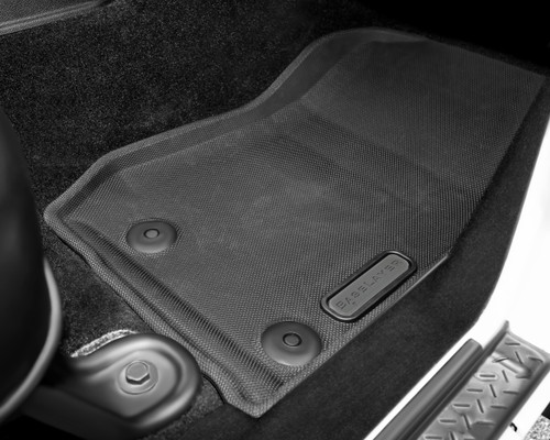 Gray Logo Passenger Side Installed JK BaseLayer all-weather floor liners