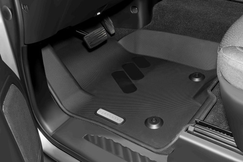 Drver side BaseLayer Custom Fit floor liners for the GMC Sierra 1500 2019+ with gray logo