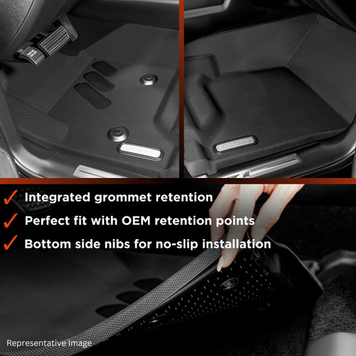BaseLayer Floor Liners - Front & Rear Rows for the Chevrolet Colorado / GMC Canyon 2015-2022 stay in place infographic