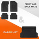 SET INCLUDES TWO FRONT MATS, TWO REAR MATS AND ONE CARGO MAT