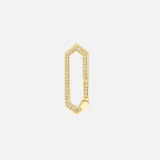 Flattering 14k yellow gold clasp charm with front-facing .2 white diamonds for charm chains.